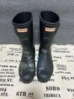 ※難あり HUNTER ネイビー 長靴 バックル付き