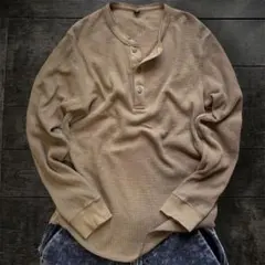old uniqlo 00s Thermal Henley Neck y2k