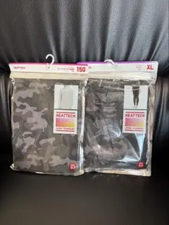 新品未使用 ヒートテック タートルネック 長袖 迷彩柄 グレー✖️ブラック 150