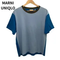 マルニー　ユニクロ　カジュアル　Tシャツ　ブルー　シンプル　L カジュアル　丸首