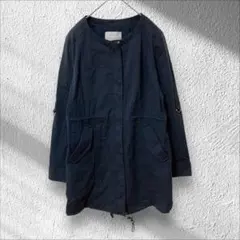 【エニィスィス】anySiS ノーカラードロストミリタリーコート ネイビー 上着