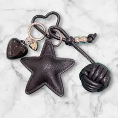 C じゃらじゃら キーホルダー 白 星 ハート シルバー バッグ チャーム
