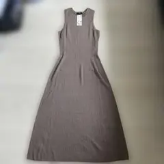 ユニクロ　コットンニット　ワンピース　ベージュ　M タイト