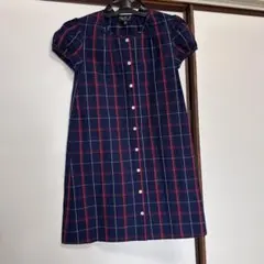 美品☆アニエスベーENFANT☆子供用 ワンピース☆チェック柄☆12歳☆ネイビー