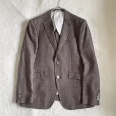 スーツセレクト　FINTES社　リネン　テーラードジャケット　ブラウン　M