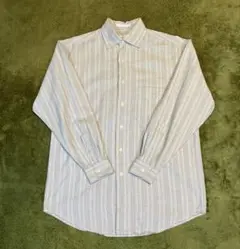 Perry Ellis コットンシャツ グレー/ホワイト 90s~