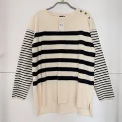 新品タグ付 Part2 ジュンコシマダ ボーダーニット クルーネック 白 M