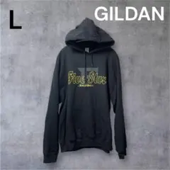 GILDAN ギルダン パーカー L 黒 ブラック プリント プルオーバー 人気