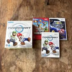 Wii ゲームソフト 3本セット + マリオカートハンドル