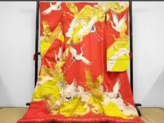 正絹 色打掛 駒刺繍 飛鶴松竹梅文 金銀彩 銀糸 婚礼 花嫁 和装のサムネイル