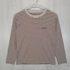 モンベル WIC.ボーダー ロングスリーブT メンズS ワインレッド