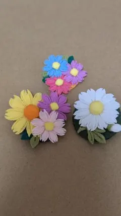 ブローチ コスモス3点セット ハンドメイド