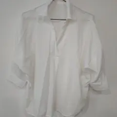 ホワイト 五分袖シャツ