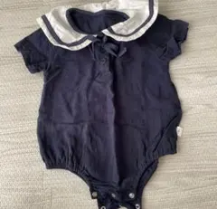 【最終価格】ベビー　半袖　セーラー襟付きロンパース　ネイビー