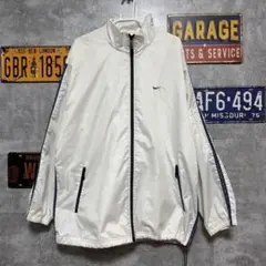 00s NIKE ナイロンジャケット ホワイト XLワンポイントスウッシュ