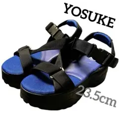 【Yosuke】スポーツサンダル 青色 厚底　ストラップ　カジュアル　黒色　人気
