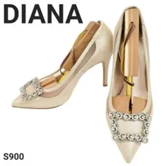 ダイアナ　23cm　パンプス　ビジューバックル　ラメ　ポインテッドトゥ　日本製