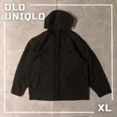00s オールドユニクロ 紺タグ ナイロンジャケット XL ブラック フード付き