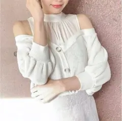 【AnMILLE】ドッキングカーデ風ニット 大人かわいい