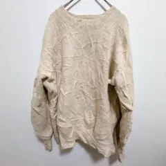 ラクーン100% ニット 春服 レディース ベージュ 長袖ニット 古着のサムネイル