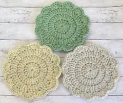 3枚セット♪上品な大人コースター ハンドメイドかぎ針編み