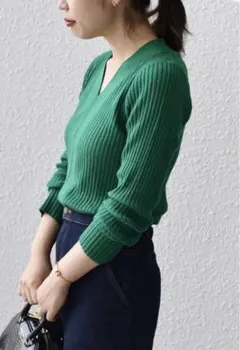 ships シップス/<手洗い可能> Vネック リブ ニット