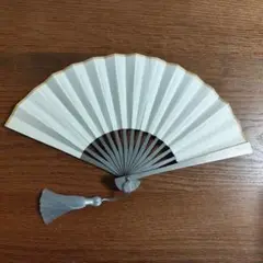 チタン合金製ホワイト扇子 金色模様　19.5cm