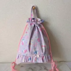 体操服袋　お着替え袋　ナップザック型　プリンセス柄　ピンク　入園　入学