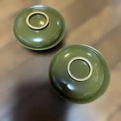 サービス品　アンティークな煮物椀二客　今にない抹茶色　素敵な雰囲気　No.1