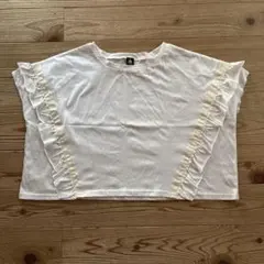 merlot メルロー フリル ショート丈トップス 白 、半袖Tシャツ