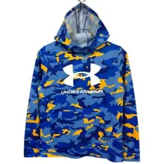 アンダーアーマー迷彩パーカーロゴ青黄YXL