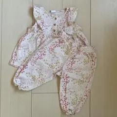 H&M 花柄フリル付きトップスとパンツセット　80サイズ