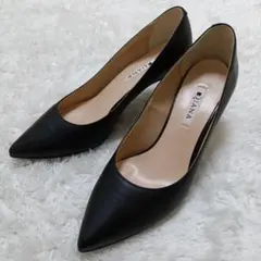 DIANA パンプス ハイヒール ポインテッドトゥ レザー 黒
