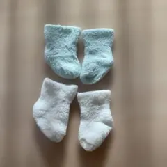 ベビー靴下 水色と白 2足セット