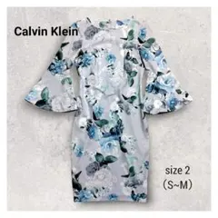 Calvin Klein 花柄 フレア袖 ワンピース　M