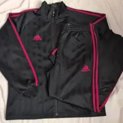 adidas ジャージ上下セット 黒/赤ライン　Ｌサイズ