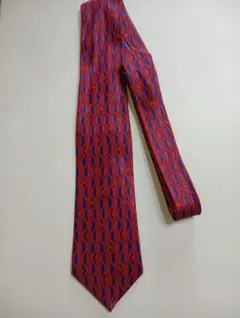 LANVIN ランバン ネクタイ シルク100% 幾何学レッド