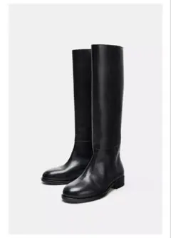 ZARA フラットリアルレザーブーツ　39