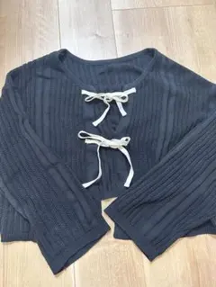 ダークグレー クロップドカーディガン M