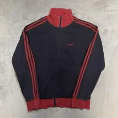 【希少】90s アディダス トラックジャケット 紺×赤 刺繍ロゴ L相当