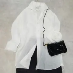 美品 カオス カリプソオーガンジーシャツ 大きめ ビブヨーク 白 バンドカラー 美品 カオス カリプソオーガンジーシャツ 大きめ ビブヨーク 白 バンド