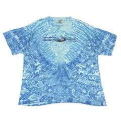 90s タイダイ イルカ Tシャツ 海 リキッドブルー 風 動物 サメ 総柄 空のサムネイル