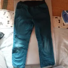 ターコイズ デニムパンツ ダメージあり