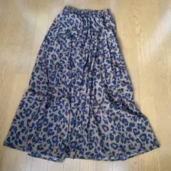 ヒョウ柄ティアードロングスカート