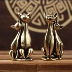 猫モチーフ真鍮置物 玄関インテリアやプレゼント向けミニオブジェ