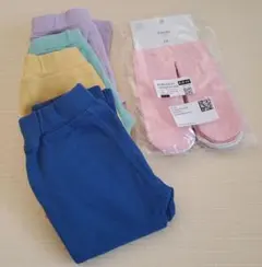 カラフルスキニー調ボトムス4点セット&靴下5足組