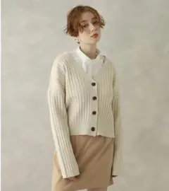 ナイスクラップ  リブニットラメカーディガン　アイボリー
