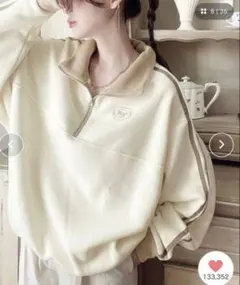 《JaVa ジャバコラボ》フリース オーバーサイズ ハーフジップ プルオーバー