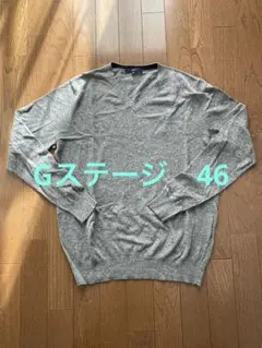 グレー Vネック 薄手ニットセーター 長袖のサムネイル