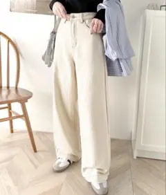 クラシカルエルフ　ハイウエスト　デニム　パンツ　Ｌ　ナチュラルのサムネイル
